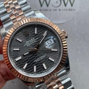 VSF Factory 1:1  Rolex Datejust 41mm 126331 904L RG/SS Fltued Bezel Pattern Motif Grey Dial Stick VS3235
