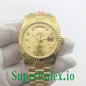 Rolex Day-Date 36MM Yellow Gold Silver Diamond Dial Ref.118238