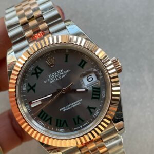 GMF GM Factory 1:1 Rolex DateJust Men 41mm  'wimbledon' RG and SS V2 Grey textured Dial Roman Markers