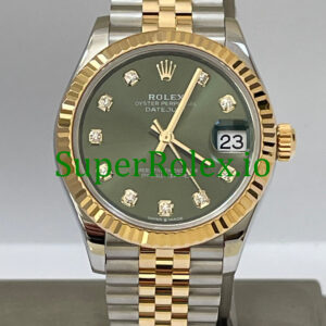 Rolex Datejust 31 Steel and Yellow Gold Olive Green Diamond Dial Ref.278273