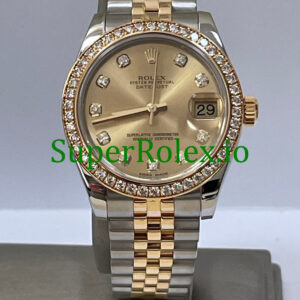 Rolex Datejust 31 Steel and Yellow Gold Champagne Diamond Dial Ref.178383