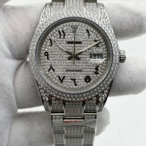 Rolex OYSTER PERPETUAL 41mm 904L SS MOISSANITE DIAMONDS BRACELET AND DIAL A2824 iced out