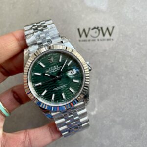 VSF Factory 1:1 Rolex Datejust 41mm 126334 904L SS Fluted Bezel Patterned Green MOTIF Dial VS3235