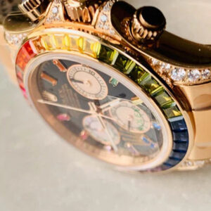 BLF Factory 1:1 Rolex Daytona 116589RBOW YG Rainbow Crystal Best Edition Black Dial A4130