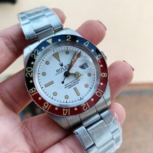 Vintage Rolex GMT Master 6542 Black/Red Bezel White Dial A2836