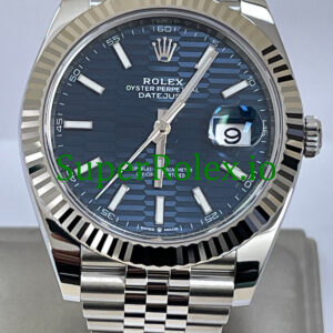 Rolex Datejust 41 White Gold Bright Blue Motif Dial Ref.126334