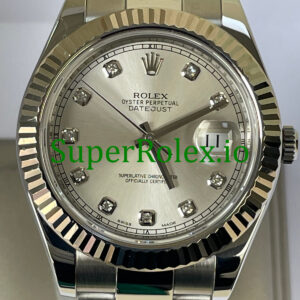 Rolex Datejust II 41 Silver Diamond Dial Ref.116334