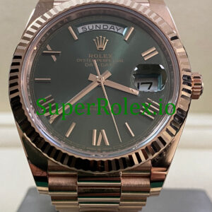 Rolex Day-Date 40MM Everose Gold Ref.228235 Olive Green Roman Dial