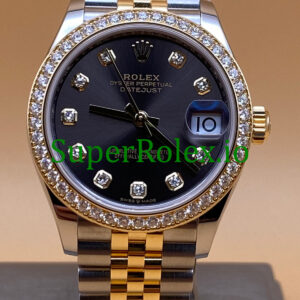 Rolex Datejust 31 Yellow Gold Dark Grey Diamond Dial Ref.278383RBR