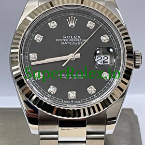 Rolex Datejust 41 Steel and White Gold Rolesor Black Diamond Dial Ref.126334