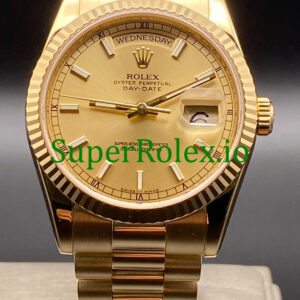 Rolex Day-Date 36MM Yellow Gold Champagne Index Dial Ref.118238