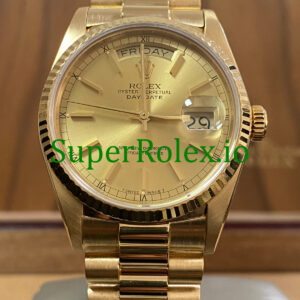 Rolex Day-Date 36MM Yellow Gold Champagne Index Dial Ref.18038
