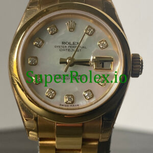 Rolex Lady-Datejust 26 Yellow Gold Mother of Pearl Diamond Dial Ref.179168