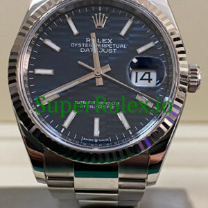 Rolex Datejust 36 Stainless Steel Bright Blue Fluted-Motif Dial Ref.126234